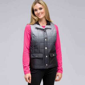 Mock Neck Quilted Vest-Green-0