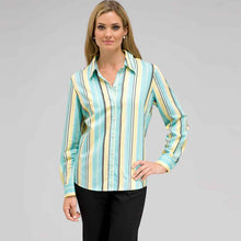 Load image into Gallery viewer, Long Sleeve Striped Button Down-Green-0