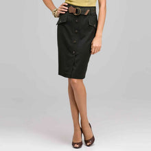 Load image into Gallery viewer, Belted Pencil Skirt-Green-0