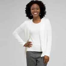 Load image into Gallery viewer, Rib Trim V-Neck Cardigan-White-0