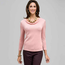 Load image into Gallery viewer, 3/4 Sleeve Solid Drape Neck Sweater-Green-0