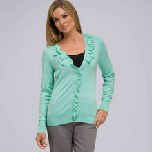 Load image into Gallery viewer, Ruffle Front V-Neck Cardigan-White-0