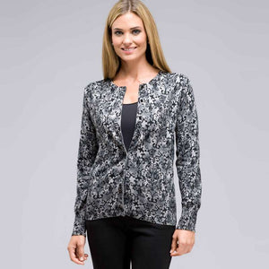 Button Front Crew Neck Cardigan-Green-0