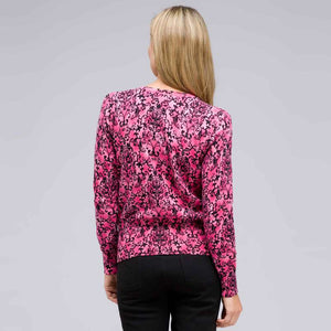 Button Front Crew Neck Cardigan-White-1