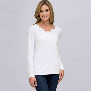 Long Sleeve V-Neck Top-Black-0