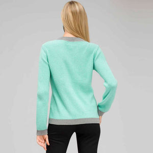 Crew Neck Cardigan-Green-1