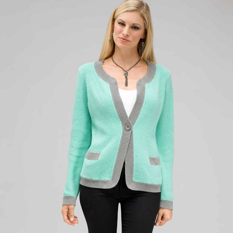 Crew Neck Cardigan-Green-0