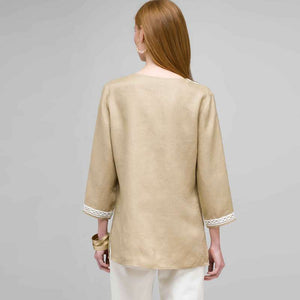 3/4 Sleeve Tunic-White-1