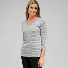 Load image into Gallery viewer, 3/4 Sleeve V-Neck Top-Black-0