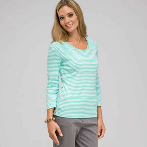 3/4 Sleeve V-Neck Top-Yellow-0