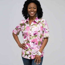 Load image into Gallery viewer, Roll Sleeve Floral Shirt-Green-0