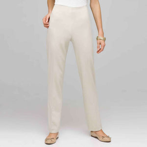 Flat Front Slim Pant-White-0