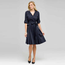 Load image into Gallery viewer, Short Sleeve Belted Shirtdress-Green-0