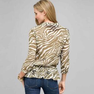 Animal Print Blouse-Green-1