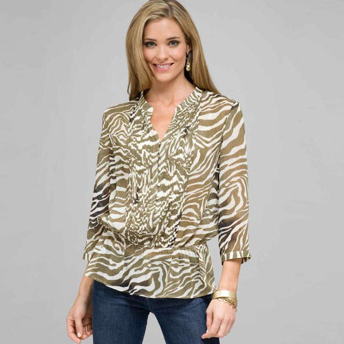 Animal Print Blouse-Green-0