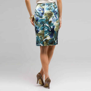 Floral Pencil Skirt-Green-1