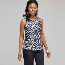 Load image into Gallery viewer, Sleeveless Zebra Print Blouse-Green-0