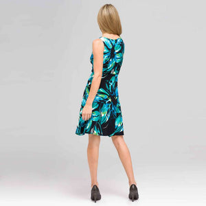 Island Floral Cowl Neck Dress-Green-1