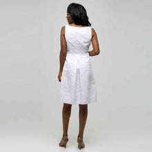 Load image into Gallery viewer, White Dress with Jewel Neckline-Green-1