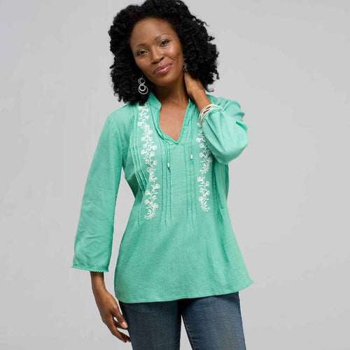 3/4 Sleeve Tunic-Green-0