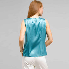 Load image into Gallery viewer, Sleeveless Pleated Front Blouse-Green-1