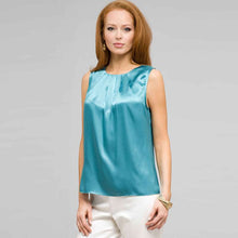 Load image into Gallery viewer, Sleeveless Pleated Front Blouse-Green-0