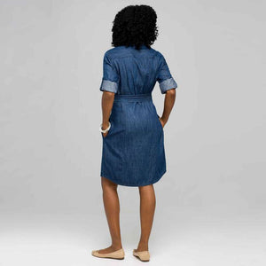 Belted Shirt Dress-Green-1