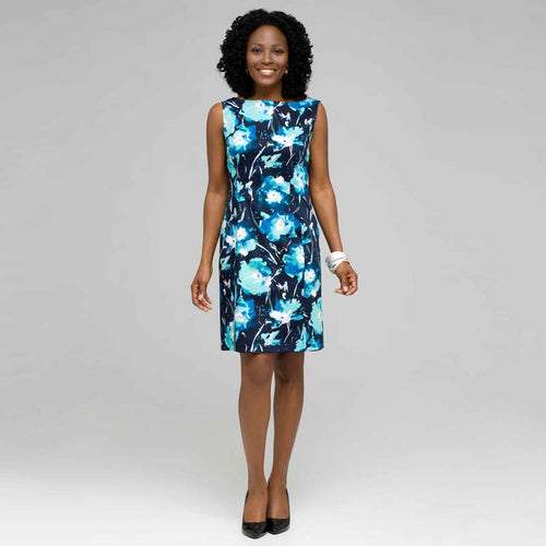 Floral Sheath Dress-Green-0