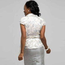 Load image into Gallery viewer, Short Sleeve Wrap Blouse with Tie Front-Green-1