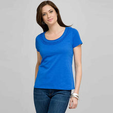 Load image into Gallery viewer, Scoop Neck Tee With Applique-White-0