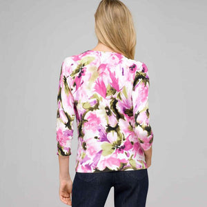 3/4 Sleeve Button Front Cardigan-Green-1