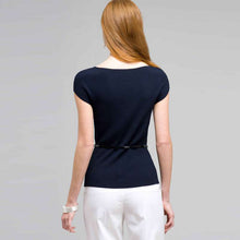 Load image into Gallery viewer, Belted Boat Neck Sleeve Top-Green-1