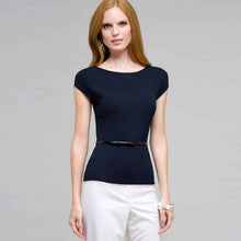 Load image into Gallery viewer, Belted Boat Neck Sleeve Top-Green-0