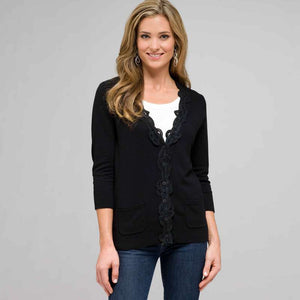 Lace Trimmed Cardigan-Green-0