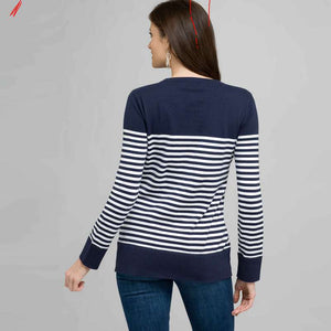 Navy and White Striped Cardigan-Green-1