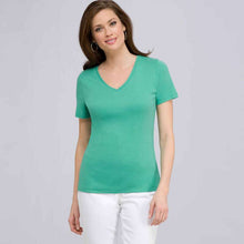 Load image into Gallery viewer, Short Sleeve V-Neck Tee-White-0