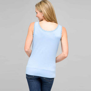 Lace Trim Tank-Light Green-1