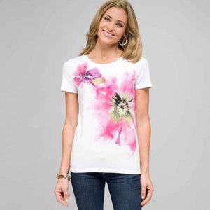 Floral Print Tee-Green-0