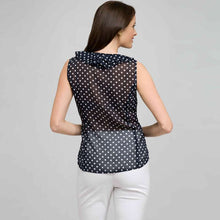 Load image into Gallery viewer, Polka Dot Ruffle Sleeveless Blouse-Green-1