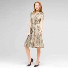 Load image into Gallery viewer, Tie Front Animal Print Dress-Green-0