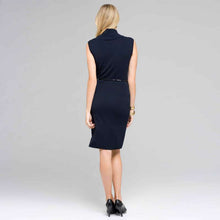 Load image into Gallery viewer, Sleeveless Belted Cowl Neck Dress-Green-1