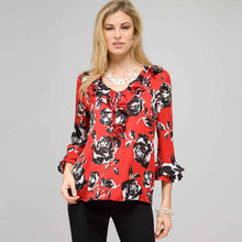 Load image into Gallery viewer, Floral Ruffle Top-Green-0