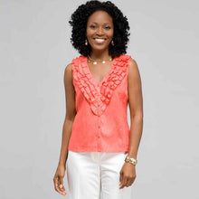 Load image into Gallery viewer, Ruffle Sleeveless Shirt-White-0