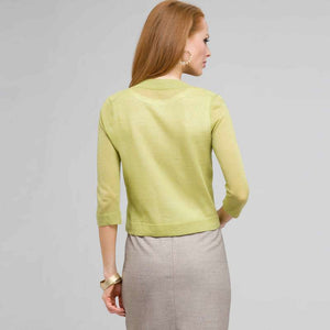 3/4 Sleeve Cardigan-Green-1