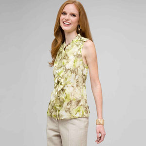 Floral Ruffle Blouse-Green-0