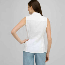 Load image into Gallery viewer, Sleeveless Button Down Blouse.-Green-1