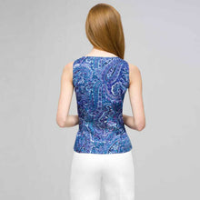 Load image into Gallery viewer, Paisley Sleeveless Shirt With Tie Front.-Green-1
