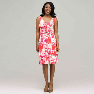 Floral V-Neck Dress-Green-0