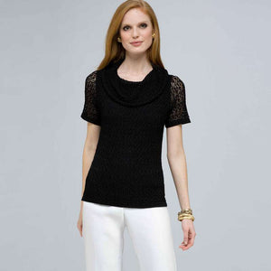 Cowl Neck Top-White-0