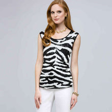Load image into Gallery viewer, Sequined Animal Print Shell.-Green-0